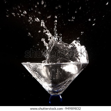 clear water splash on black background