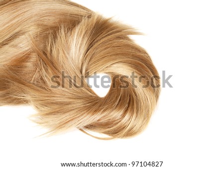 human blonde hair on white isolated background