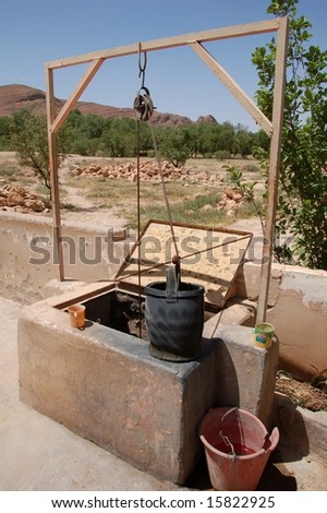 water well pail in alto atlas morocco africa