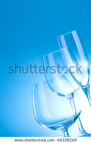brilliant glass with a blue background