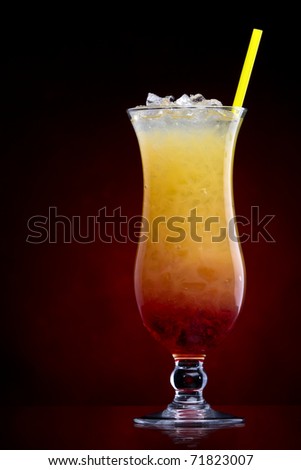 Tequila sunrise Cocktail isolated on a Red