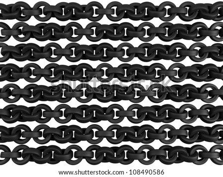 Lot of horizontal rows of tire chains