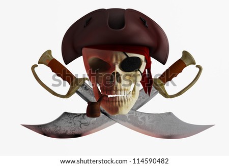 Skull pirate hat with crossed knives