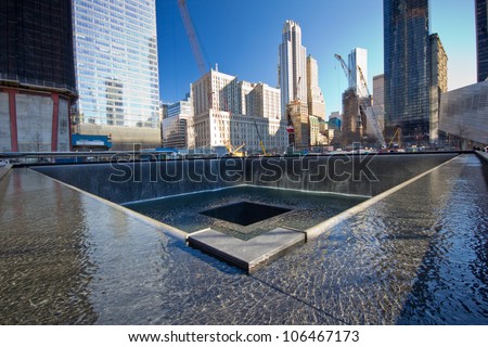 NEW YORK CITY - FEB. 3: NYC\'s 9/11 Memorial at World Trade Center Ground Zero seen on Feb. 3, 2012. The memorial was dedicated on the 10th anniversary of the Sept. 11, 2001 attacks.