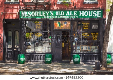 New York City -Aug 2: Historic Mcsorley\'S Old Ale House In New York City Seen On August 2, 2013. This Landmark Tavern Established In Manhattan\'S East Village In 1854 Is New York City\'S Oldest Pub.