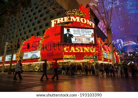 LAS VEGAS, NEVADA - MAY 7, 2014: Historic Fremont Street Hotel and Casino in downtown Las Vegas. This Vegas landmark was opened in 1956.