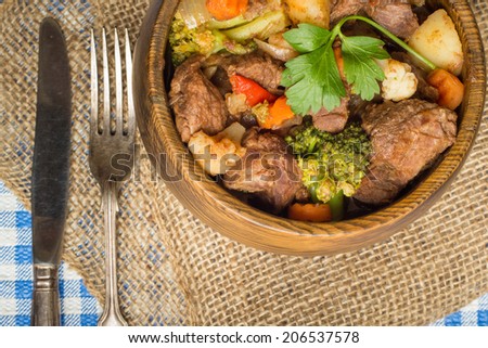 Serving of hearty beef stew