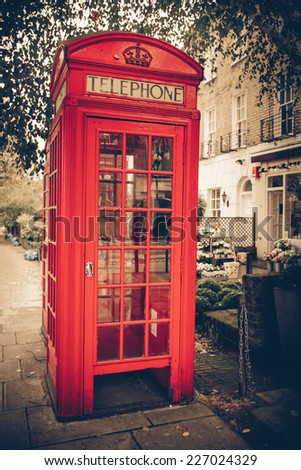 Vintage tone red London telephone booth