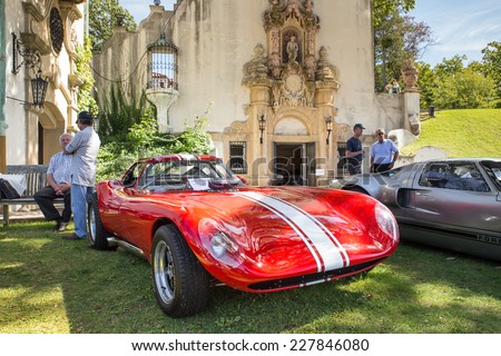 LONG ISLAND, NY - SEPTEMBER 14, 2014: Classic 1965 Bill Thomas Cheetah on display at auto show on the grounds of the Vanderbilt Mansion.