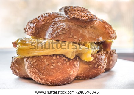 Hearty egg breakfast sandwich