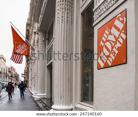 NEW YORK CITY - JANUARY 9, 2015:  Street view of The Home Depot in Chelsea in New York City.
