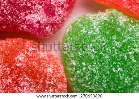 Extreme close-up of sugar coated gum drops