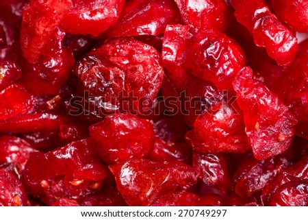 Extreme close-up of dried cranberries