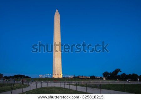 Washington Monument in DC seen at twilight