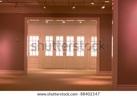 Empty interior showroom with doors