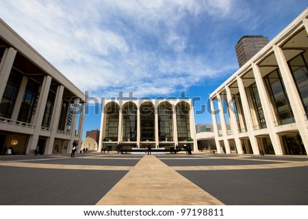 NEW YORK CITY - MAR. 9:  The Lincoln Center Plaza in NYC seen on Mar. 9, 2012.  Lincoln Ctr. is home to the Metropolitan Opera, NYC Ballet, NY Philharmonic, Avery Fisher Hall and the Juilliard School.