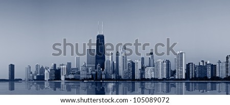 Chicago gold coast. Chicago skyline in the morning light.