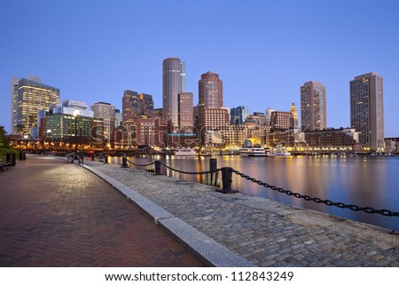 Boston Skyline. Image of Boston city skyline at twilight.