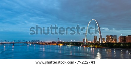 St. Louis at twilight blue hour.
