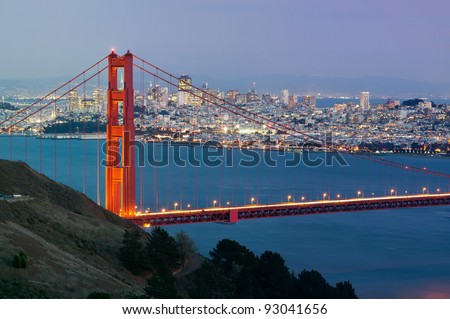 San Francisco. Image of Golden Gate Bridge with San Francisco skyline in the background.