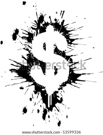 dollar sign cartoon. Splatter Dollar sign