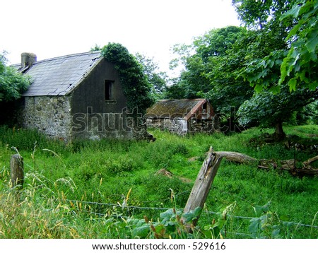 Two old sheds on the Ireland countryside