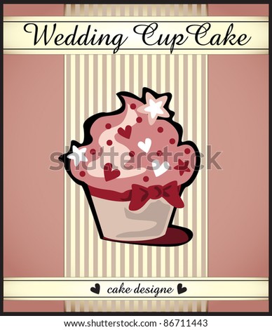 stock vector card with wedding or party cupcake