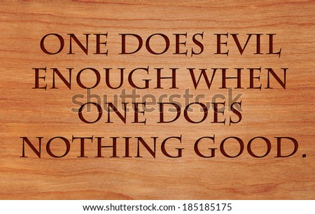One does evil enough when one does nothing good - German Proverb on wooden red oak background