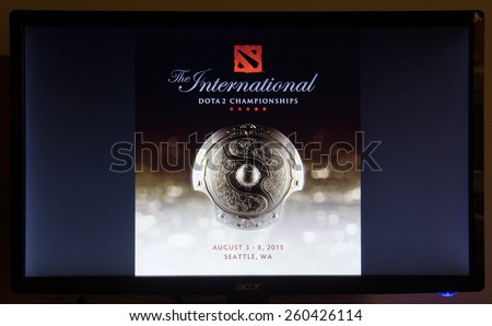 Depew, OK, USA - March 14, 2015: The International is an annual eSports Dota 2 championship tournament hosted by Valve Corp, the game developer behind Dota 2, in which 16 teams are invited to compete.