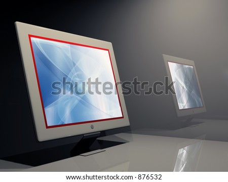 Lcd monitor with red border screen 