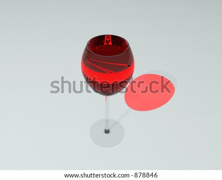 A digital glass of red wine on white background.