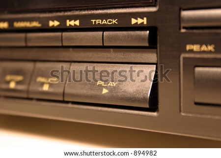 Cd player buttons close-up.
