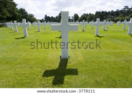 The grave of an unknown World War 2 US soldier who paid the ultimate price amongst many in the cemetery at Omaha Beach in Normandy Northern France