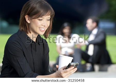 stock photo A beautiful young Eurasian woman with a wonderful smile 