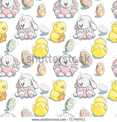 easter bunnies eggs and chicks. Easter eggs, chicks and