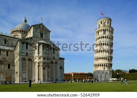 Cathedral and Tower of Pisa in Miracoli square - Italy