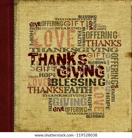 Givind Thanksgiving Blessing  Background  Canvas with dark red leather strip and stitching