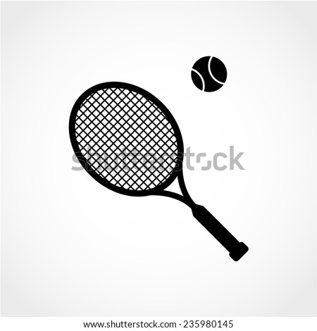 Sport symbol. Tennis racket with ball sign Icon Isolated on White Background