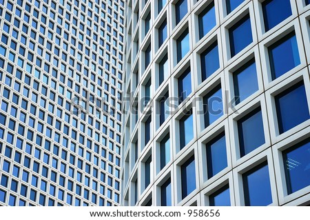 Closeup on two skyscrapers. Azriely center-Tel-Aviv
