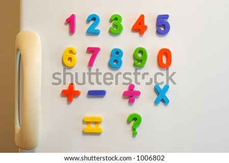 Magnet numbers on fridge door