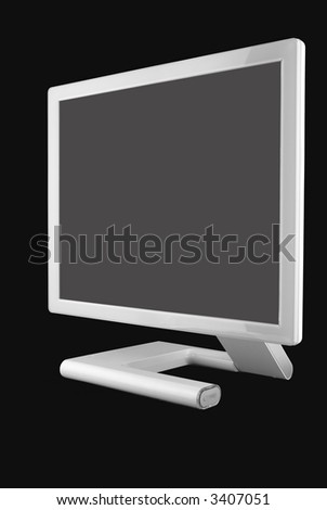 Elegant white LCD monitor isolated on black background