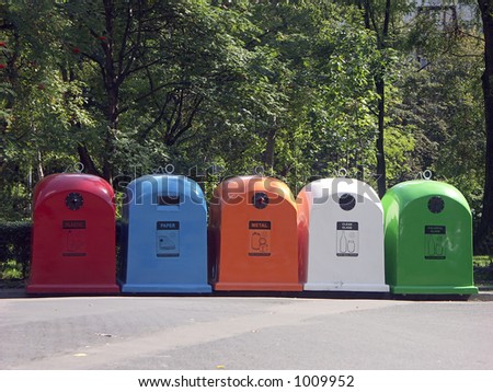 Recycle bins for plastic-paper-metal-glass wastes