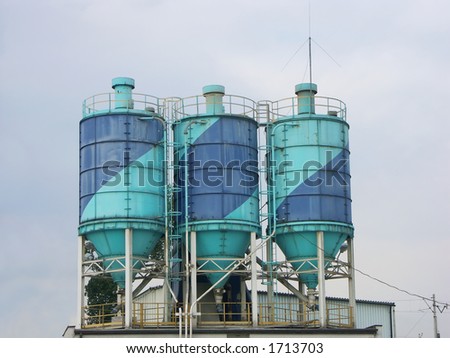 Three cement feeders at cement plant
