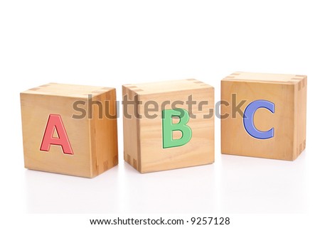 letter blocks alphabet. Three wooden letter blocks