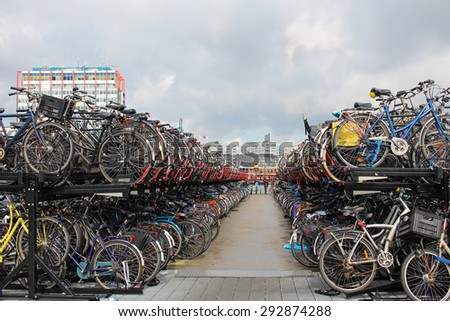 Bicycle parking in the center of Amsterdam.