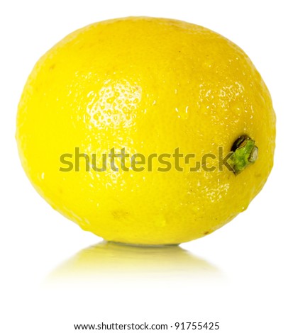 stock photo Wet juicy lemon in water isolated on white wet juicy
