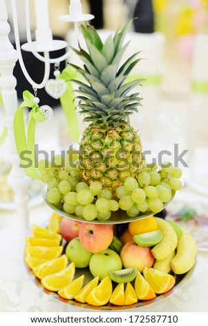 fruit tray on decorated festive table