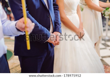 bride and groom at church wedding ceremony