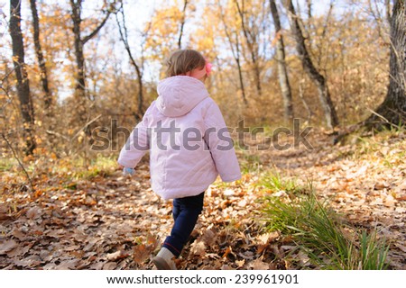 girl walking away in autumn park