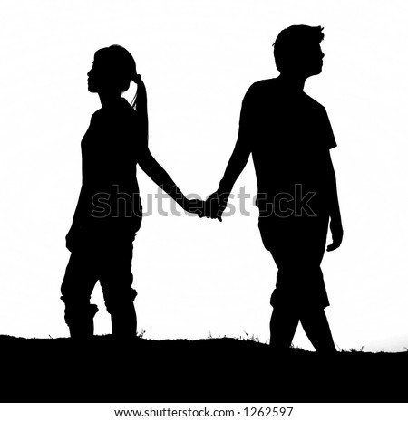 stock photo : Couple holding hands (Black and white version)